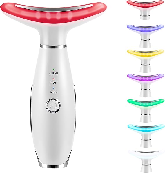 7-Color Beauty Glow Pro Facial Wand – Red Light Therapy & Vibrating Lifting Massager for Face & Neck Care